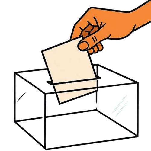 Hand inserting ballot into voting box